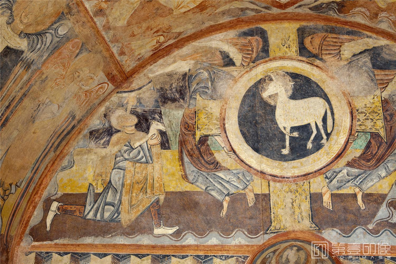 雕塑-西班牙普拉多美术馆油画藏画-Anónimo-Abel presentando ofrendas. Pintura mural de la ermita de la Vera Cruz de Maderuelo-200cm x 245cm-0094